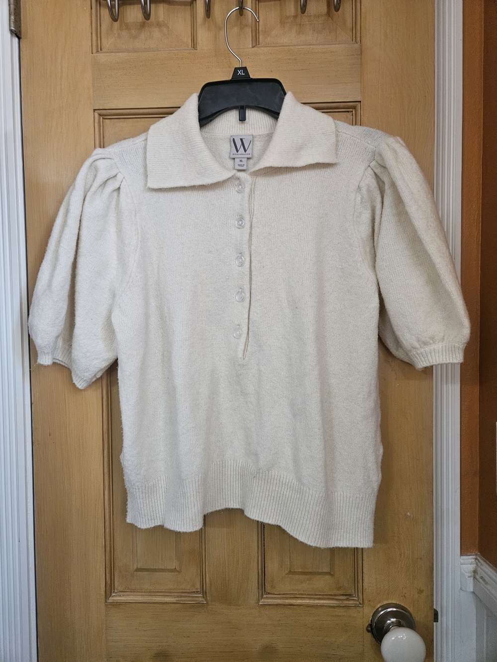 Worthington Cream Short-Sleeve Polo Sweater
